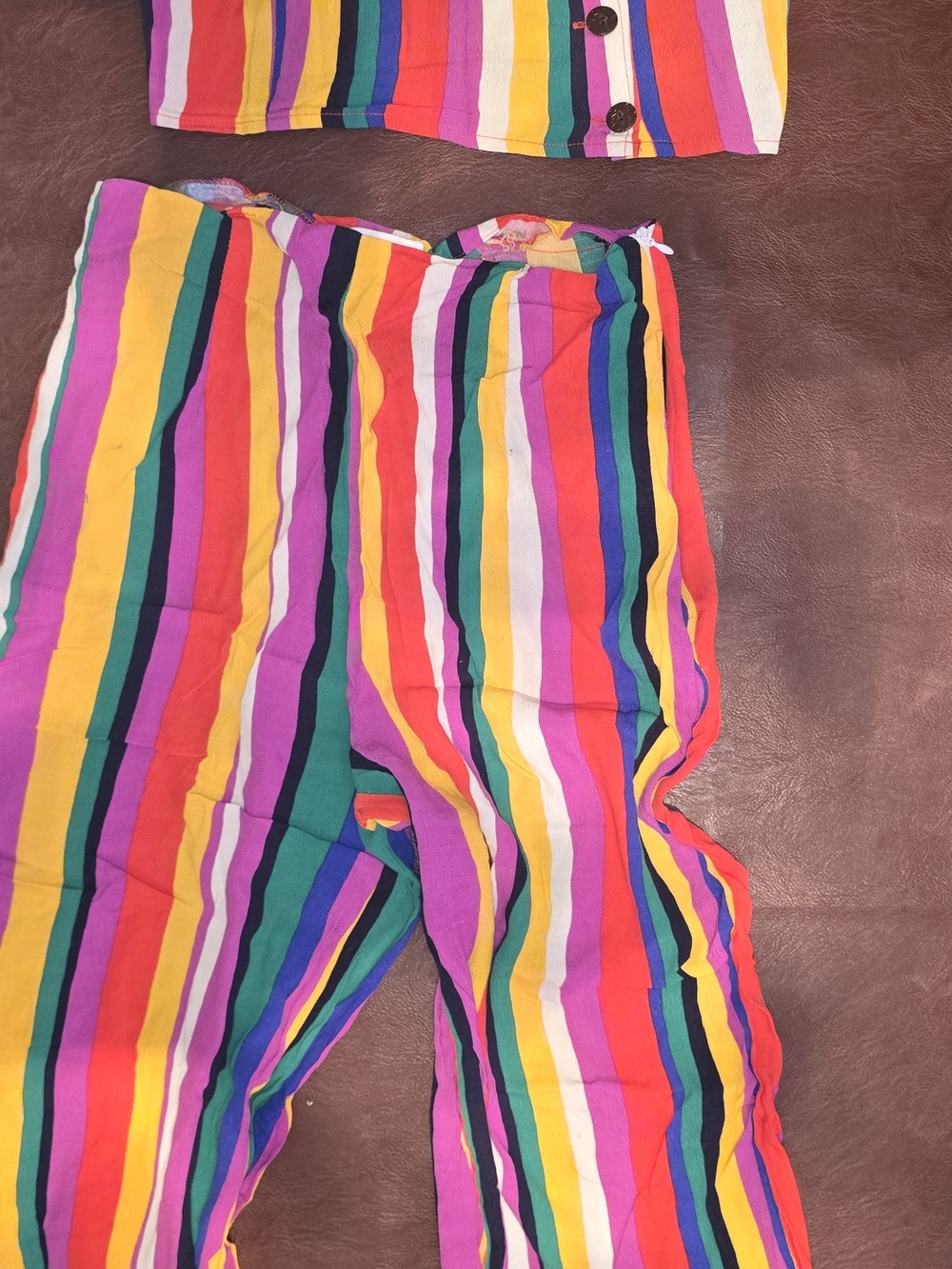Womans Multi-Color Rainbow Stripe Set Bright Stripe Print
